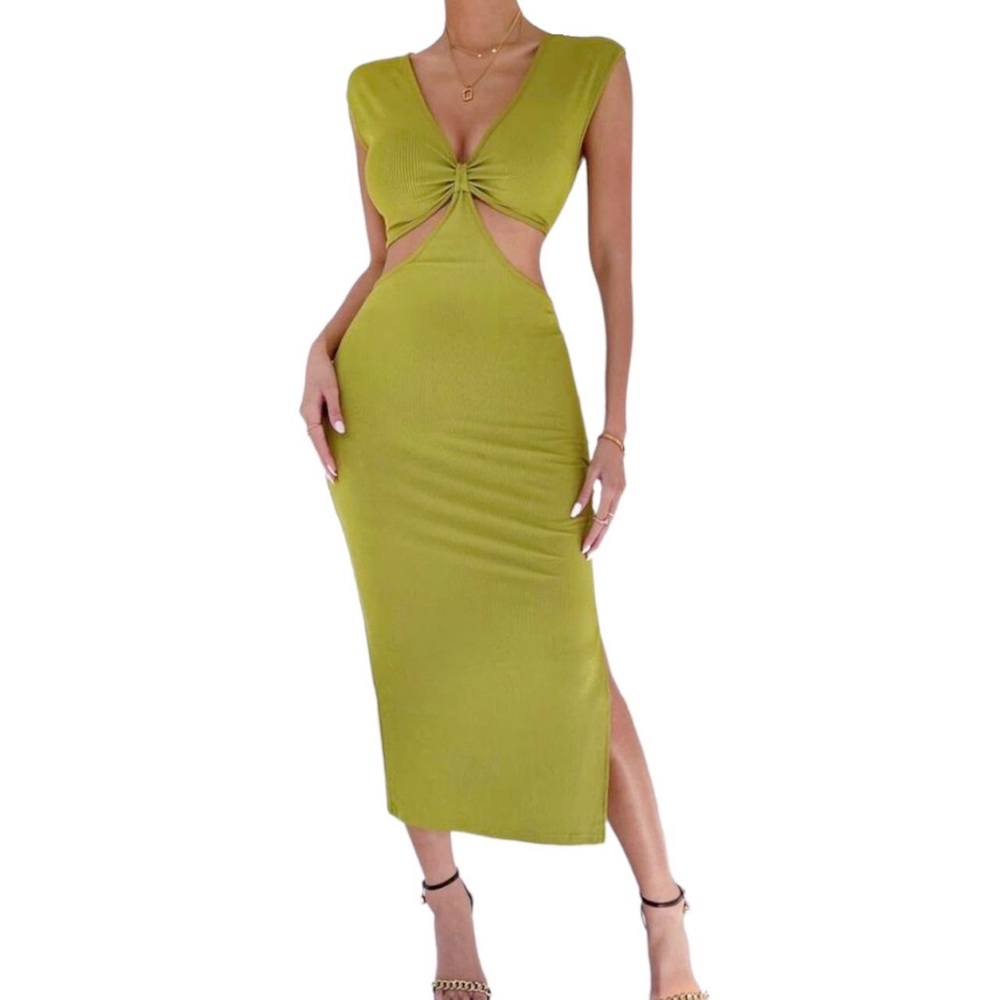 NWOT ROMWE Green Cut-Out BodyCon Midi Dress
